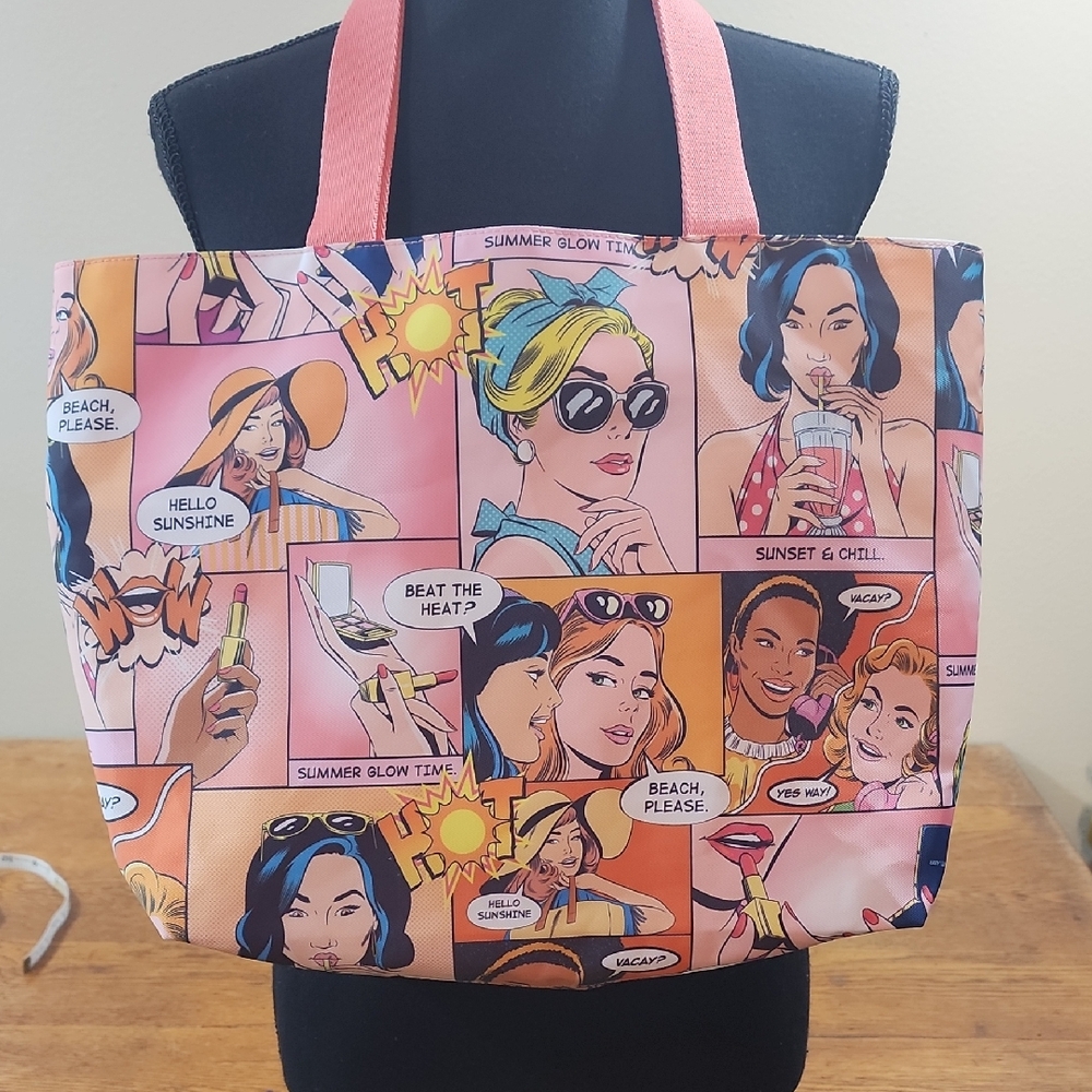 Estee Lauder Pink Beach Bag Tote New! And Limited Edition Lipstick  Bikini Pink